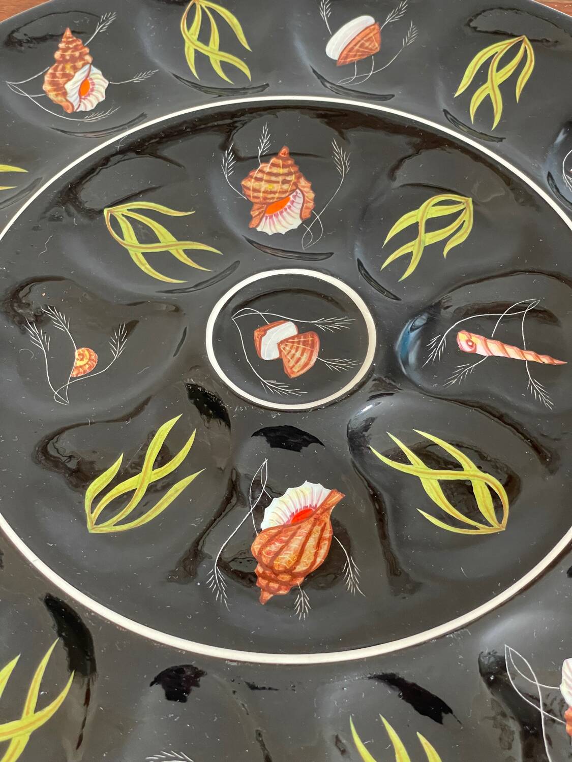 Large oyster plate, shellfish Henriot Quimper