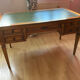 Napoleon Empire style wood and green leather desk 4 drawers 2 sliding shelves