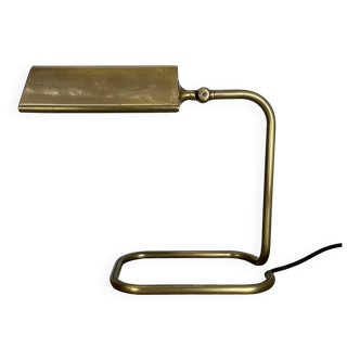 Cubic Modernist Brass Metal Table Light by Florian Schulz, Germany, 1970s