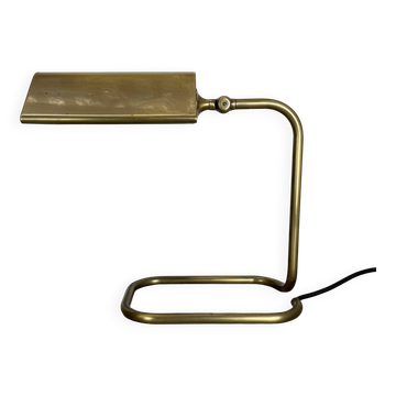 Lampe de table cubique moderniste en laiton et métal par Florian Schulz, Allemagne, années 1970