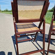 Lot de 2 chaises pliantes en bois et cannage
