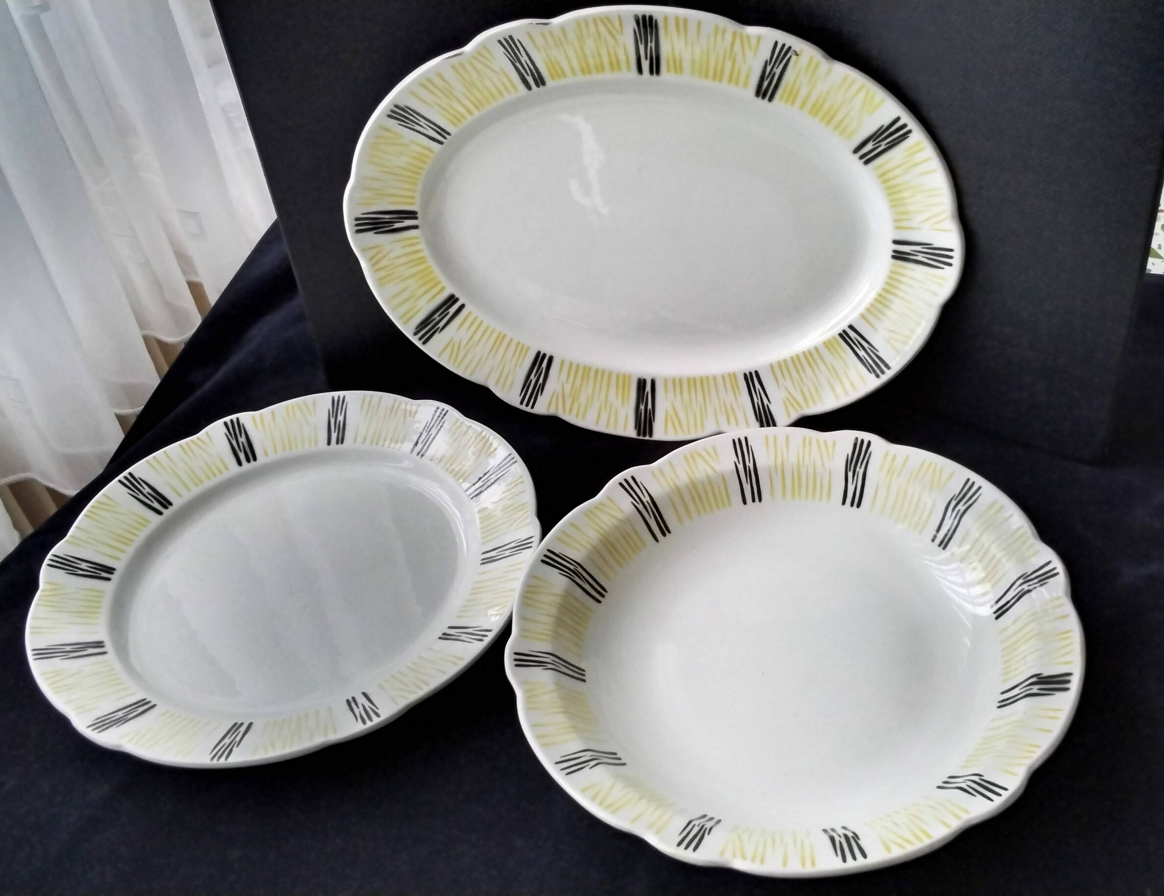 Set of 3 Badonviller ceramic dishes Vintage