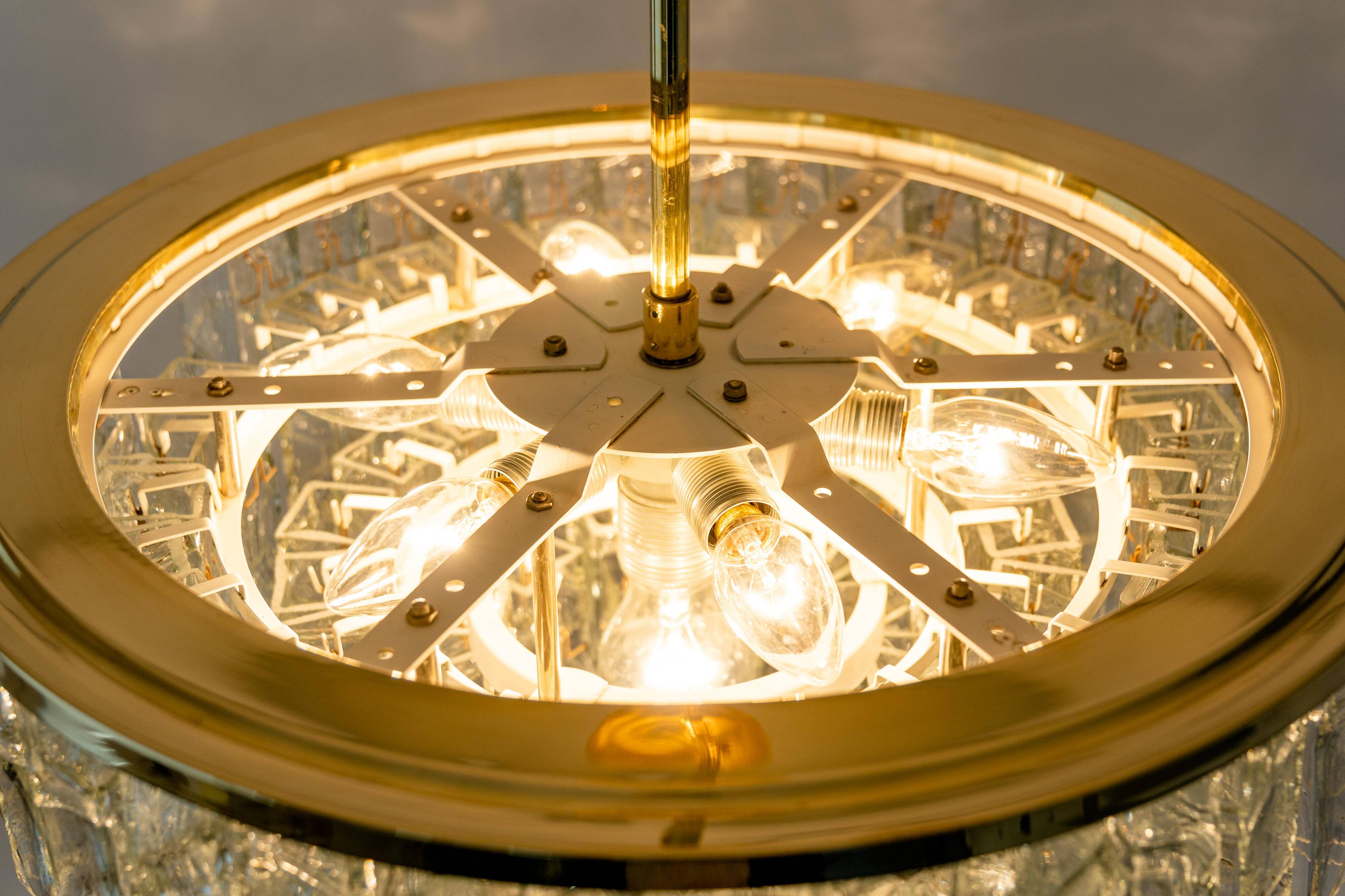 Doria Chandelier Mid-Century Frosted Glass, 1960s, Germany