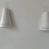 Pair of vintage wall lights, matte white metal, Netherlands, 1980s