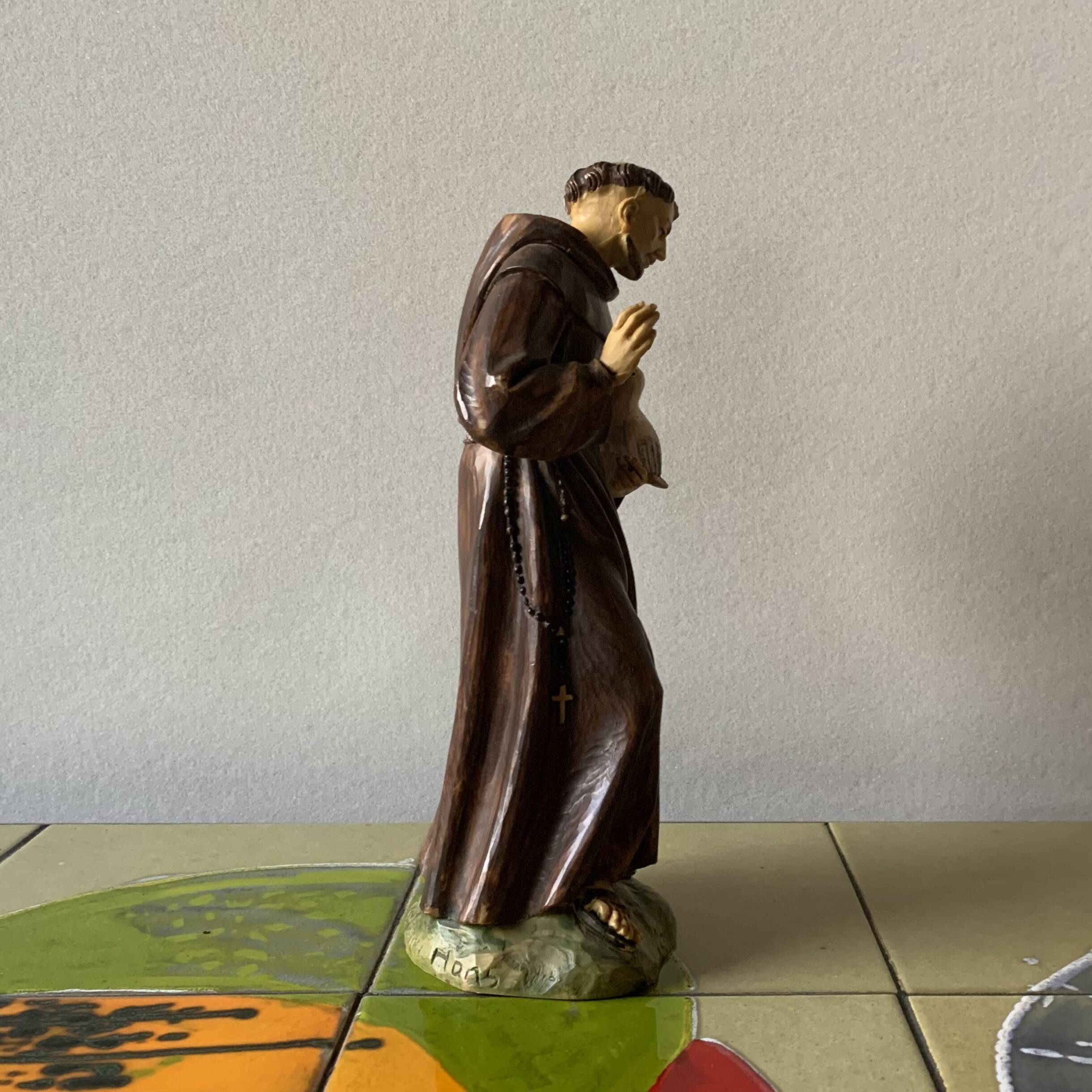 Statuette of Saint Francis of Assisi - 25 cm - hand-painted resin - Malsiner Hans - Italy - 1990