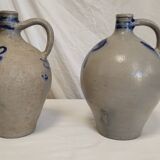 Set of 2 old Alsace stoneware jars (oil cruets)