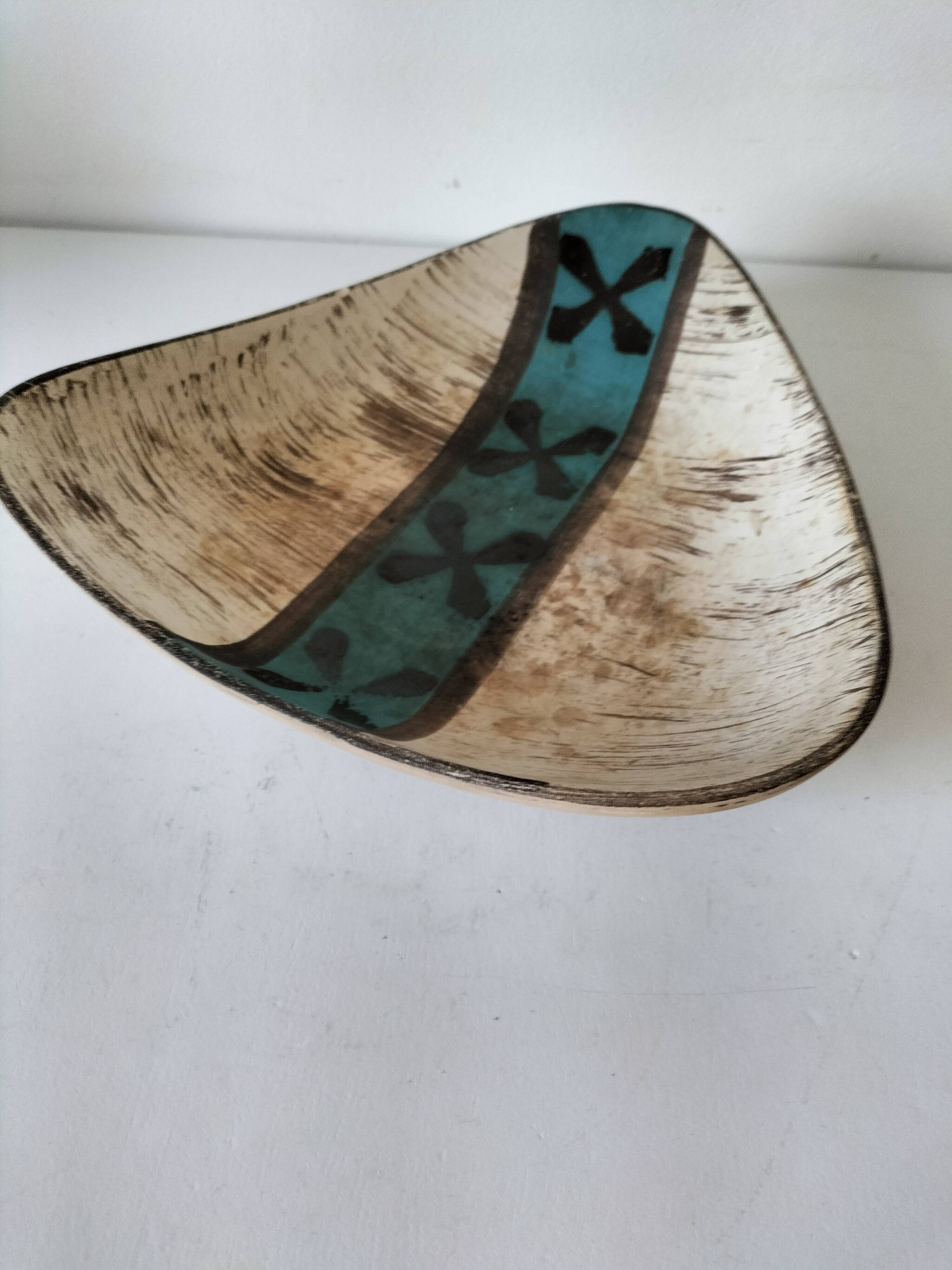 Vintage triangular ceramic bowl
