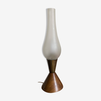 Lampe scandinave midcentury en teck et laiton