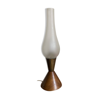 Lampe scandinave midcentury en teck et laiton