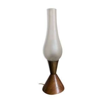 Scandinavian midcentury lamp in teak and brass