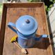 Blue coffee maker in vintage enamelled sheet metal