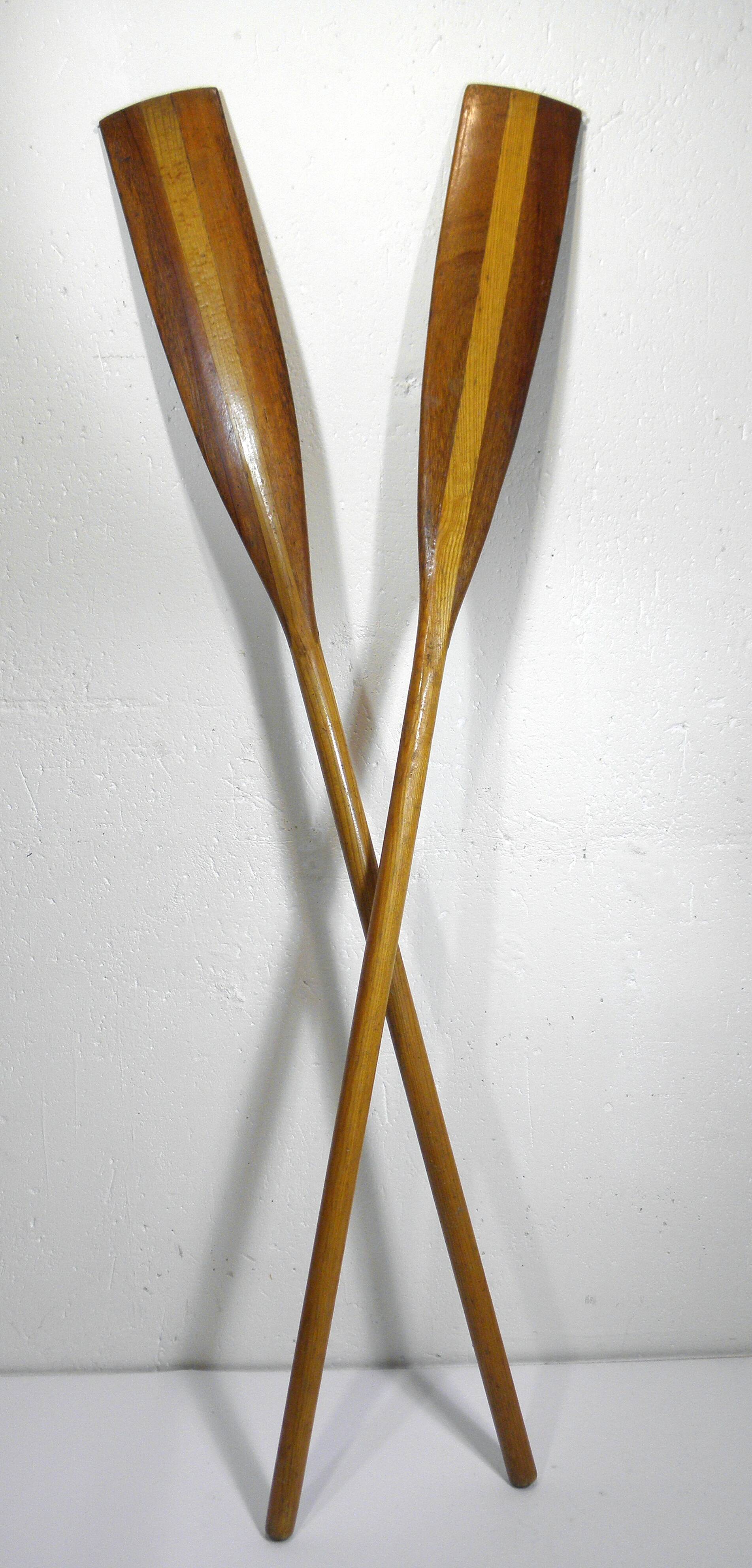 Pair of wooden oars