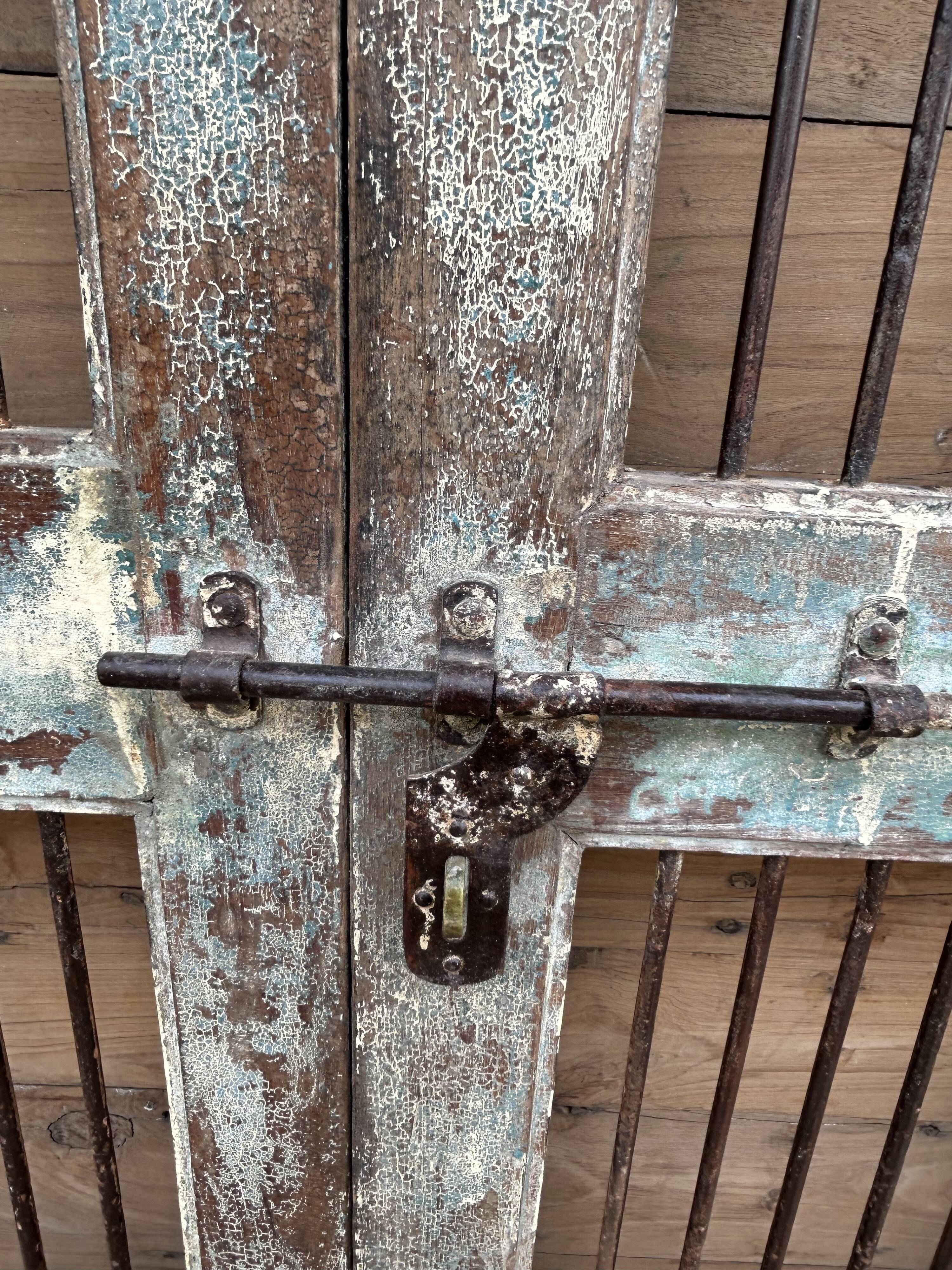 Art Deco patio door in Burmese teak with original patina.
