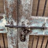 Art Deco patio door in Burmese teak with original patina.