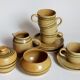 Set coffee cups Sarreguemines sugar bowl and vintage milk pot service"Cottage"