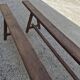 Pair of rustic solid oak farm benches 19th century - 2m90