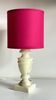Vintage marble and fuchsia fabric lamp