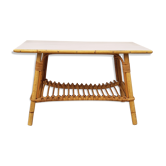Powdered pink rattan coffee table