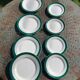 8 plates 4 flat and 4 small dark green Digoin sarreguemines vintage