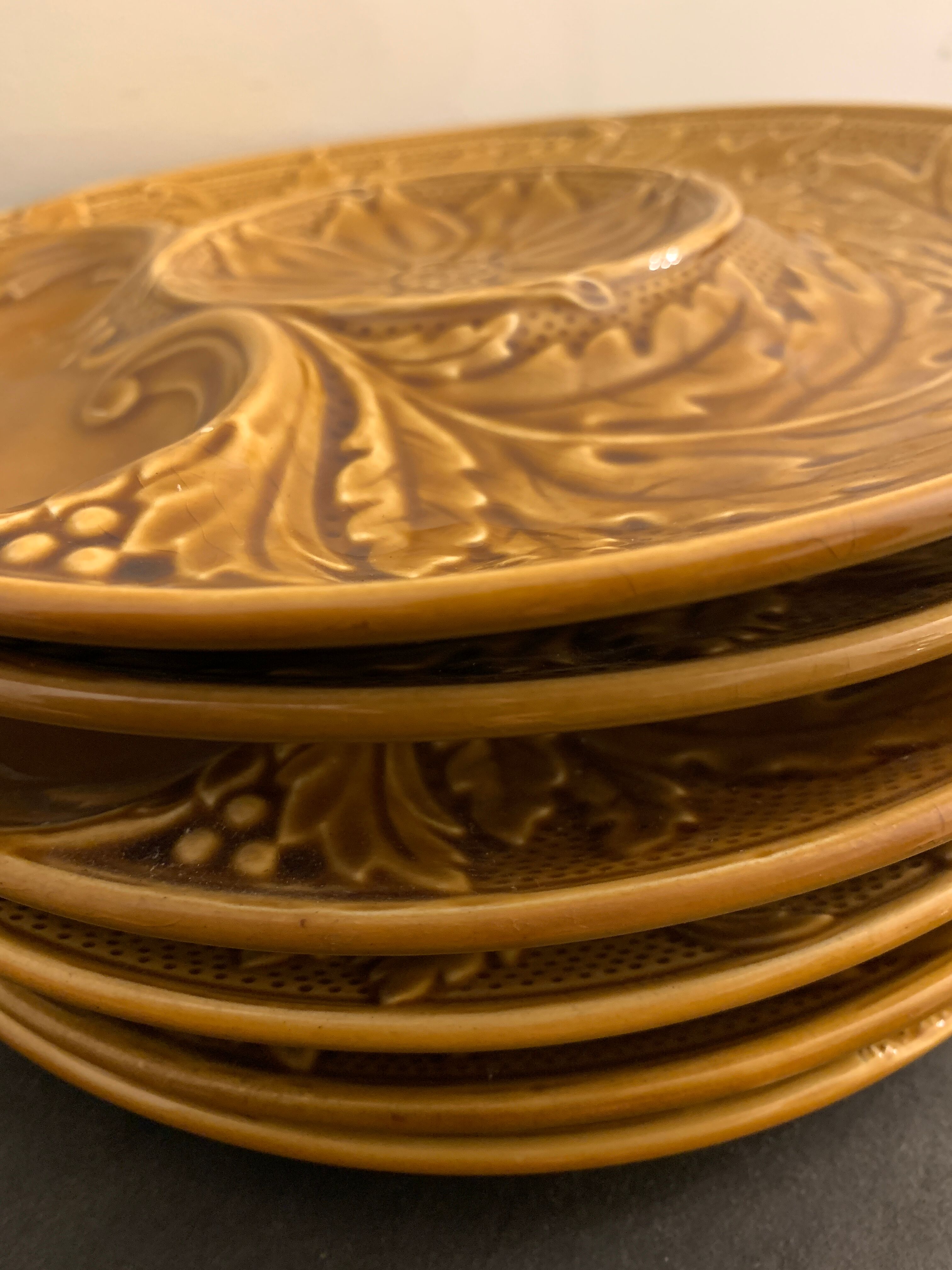 6 plates slurry for artichokes in Gien earthenware, 1960