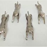 Six panther silver metal knife holders
