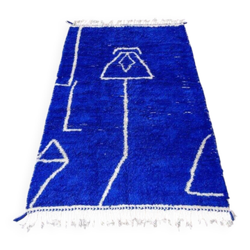 Handmade traditional pure wool rug blue size 150/250 cm
