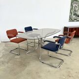 Paire fauteuils Marcel Breuer B64 Knoll tissu bleu