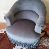 Chair toad blue fabric and fringe