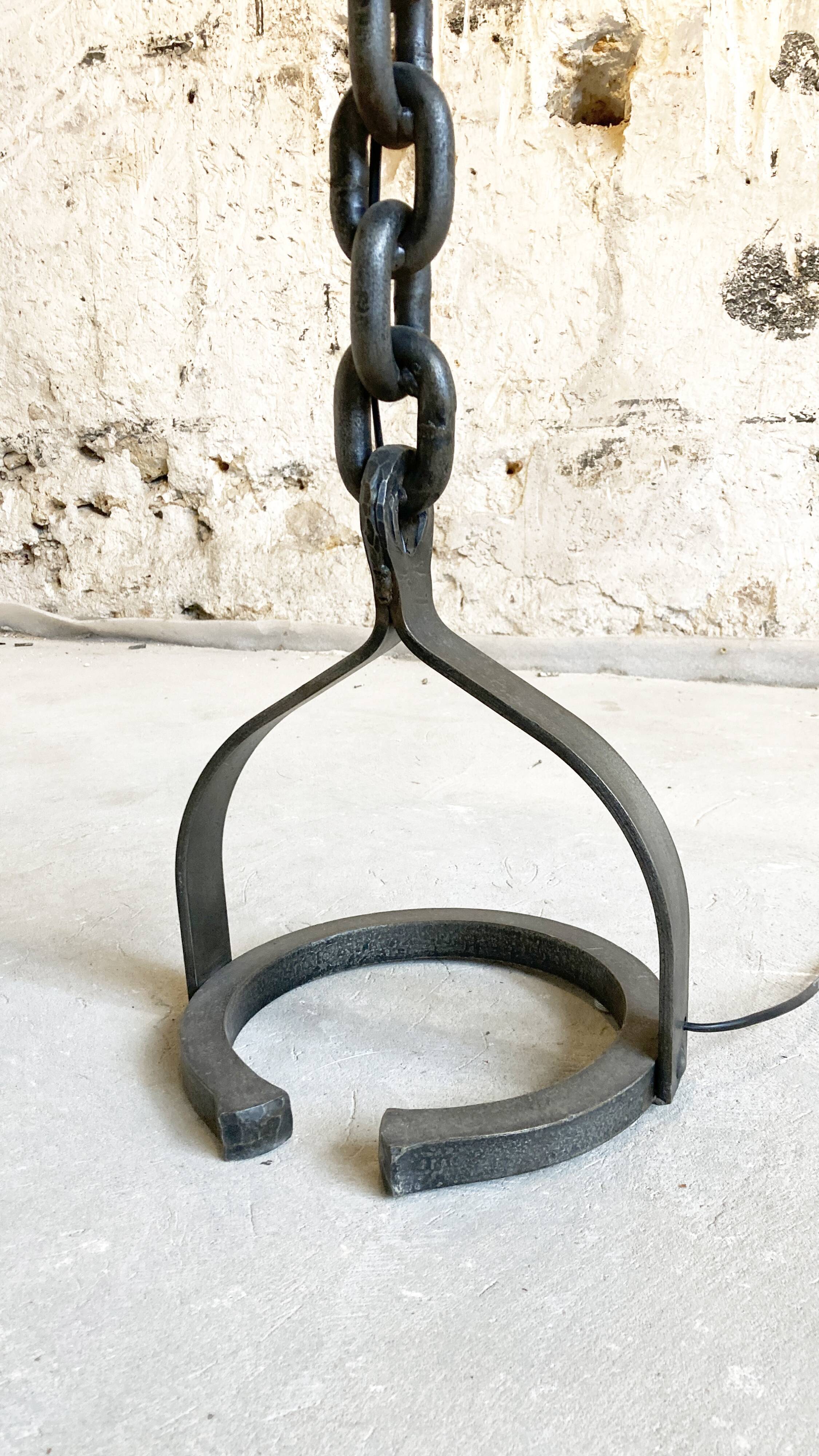Brutalist floor lamp welded chain