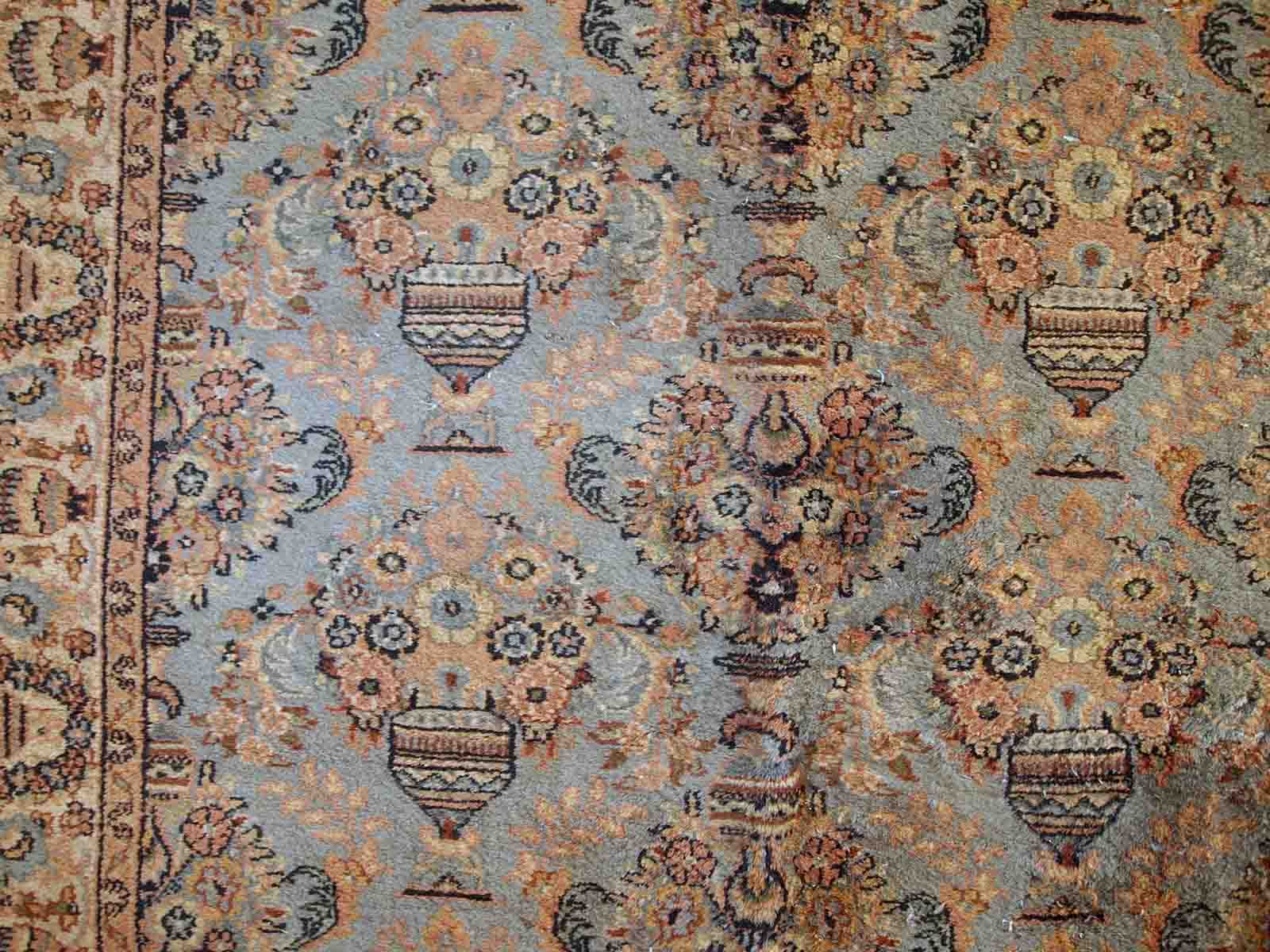 Vintage indian carpet tabriiz handmade 126cm x 188cm 1960s, 1c736