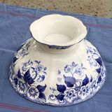Antique salad bowl, Creil and Montereau, in earthenware, Flora model with bindweed