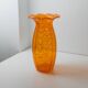 Vintage XL Murano glass vase Fenton - Italy 1970s - Orange with white stripes