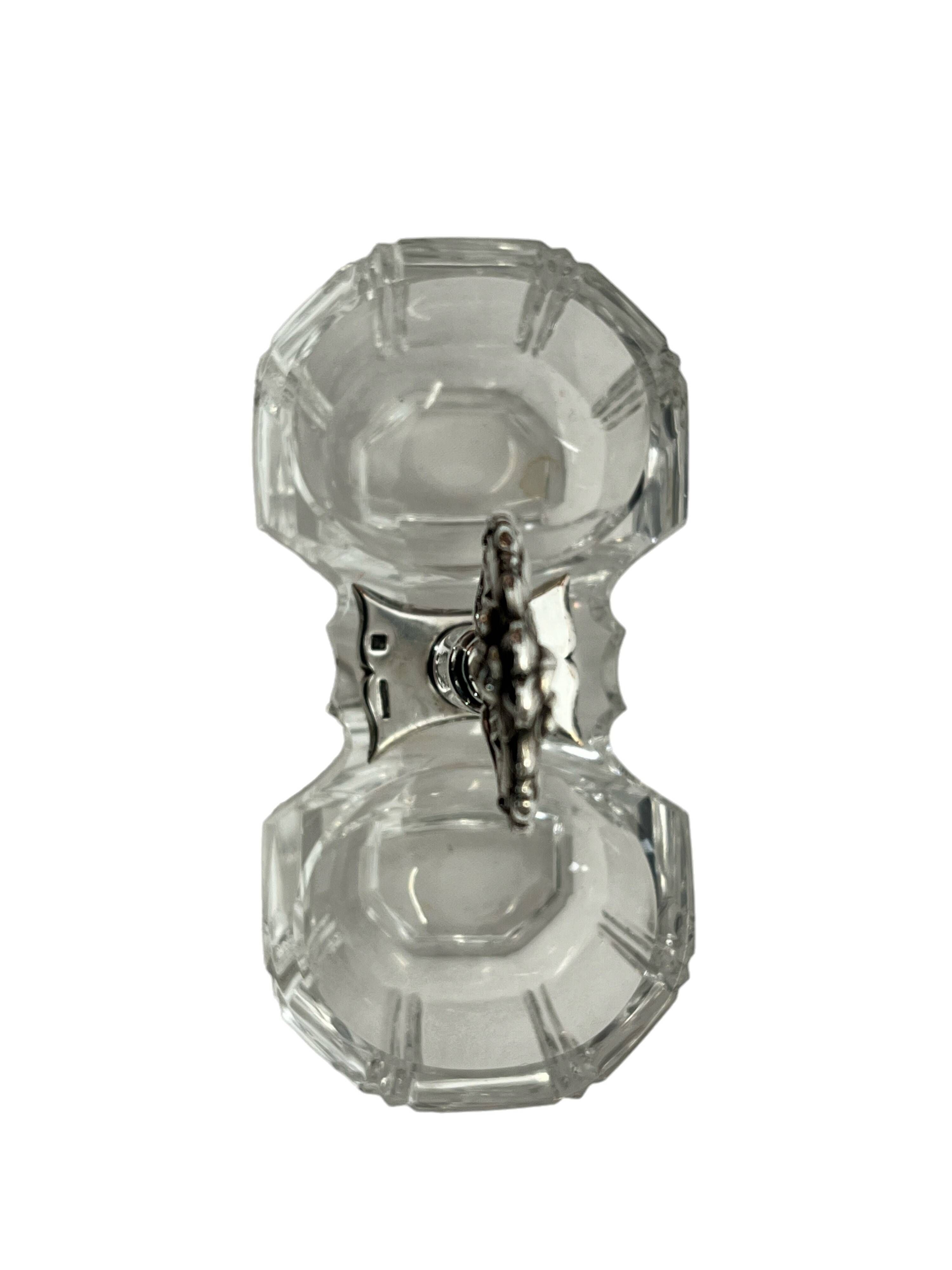 Double crystal metal silver-plated salvers Christofle 20th century