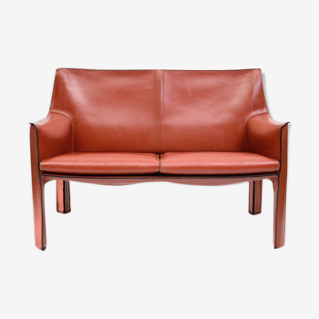 Canapé cuir biplace Cab 414 par Mario Bellini pour Cassina