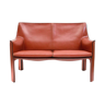 Cab 414 two seater leather sofa by mario bellini for cassina