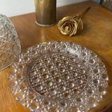 Cloche à fromage ou biscuits ancienne en cristal moulé