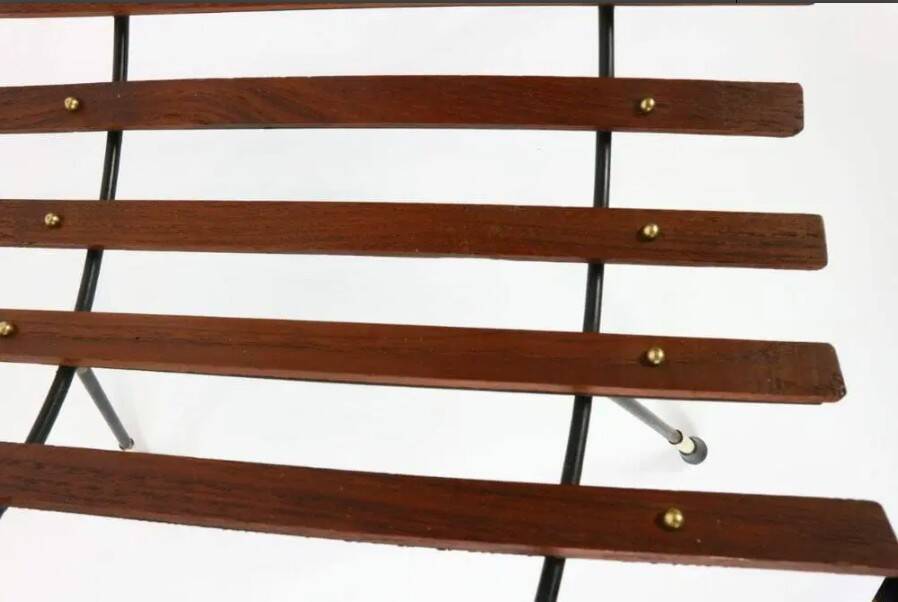 portariviste vintage legno metallo ed inserti in ottone