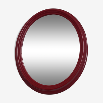 Vintage oval red mirror 60s 70s