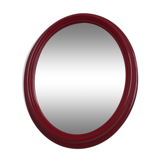 Miroir rouge ovale vintage années 60 70