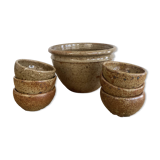 Salad bowl, 6 ramekins signed F. Baudat