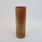Brown ceramic tube vase signed Roger Jacques under the base