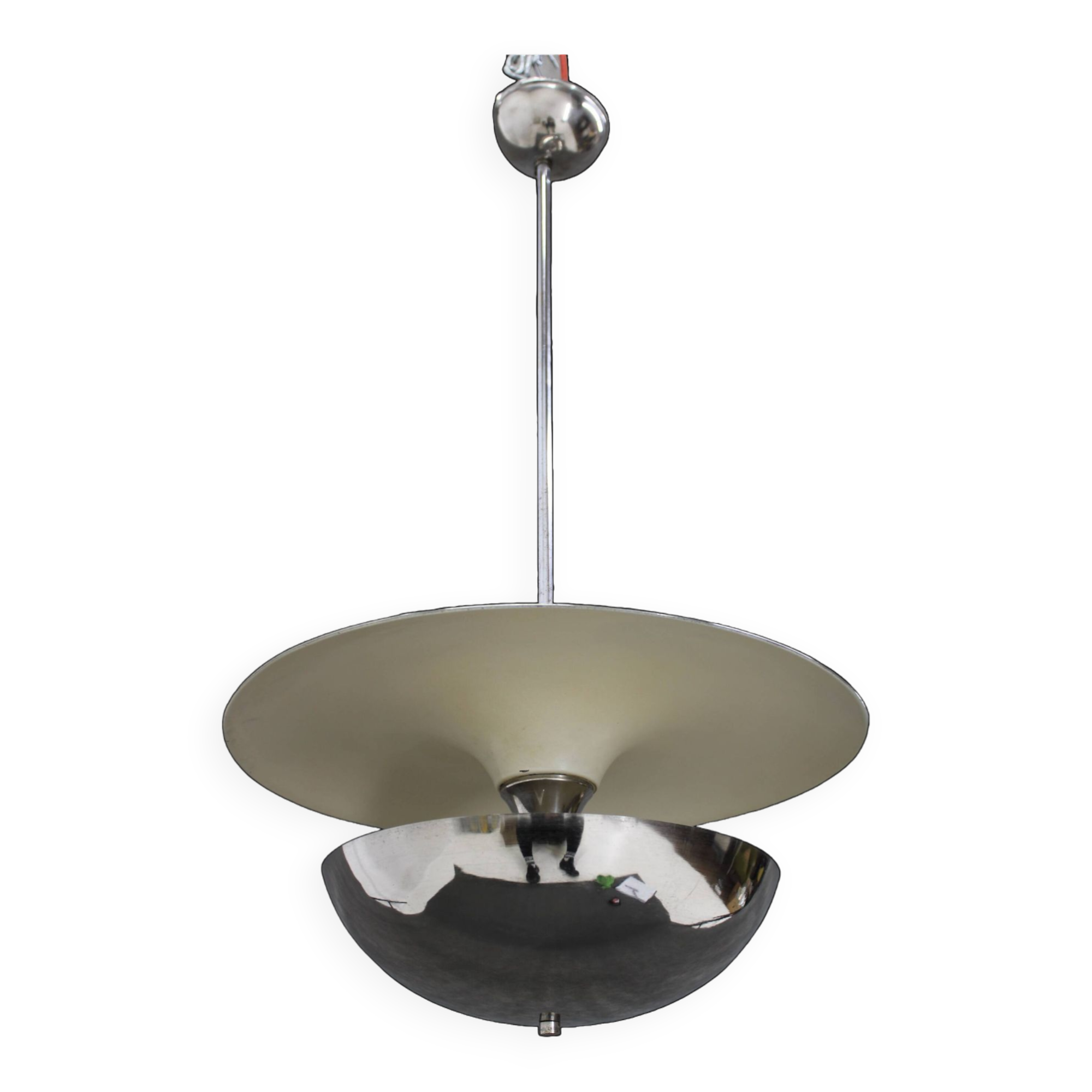 1930s Bauhaus Chrome Plated Chandelier by Anyz, Czechoslovakia