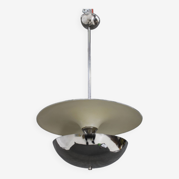 Lustre Bauhaus chromé des années 1930 par Anyz, Tchécoslovaquie