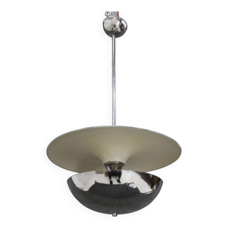 Lustre Bauhaus chromé des années 1930 par Anyz, Tchécoslovaquie