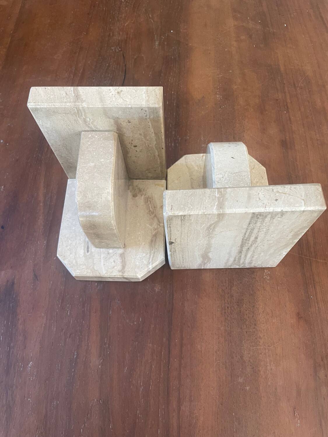 Paire de serre-livres en marbre vintage