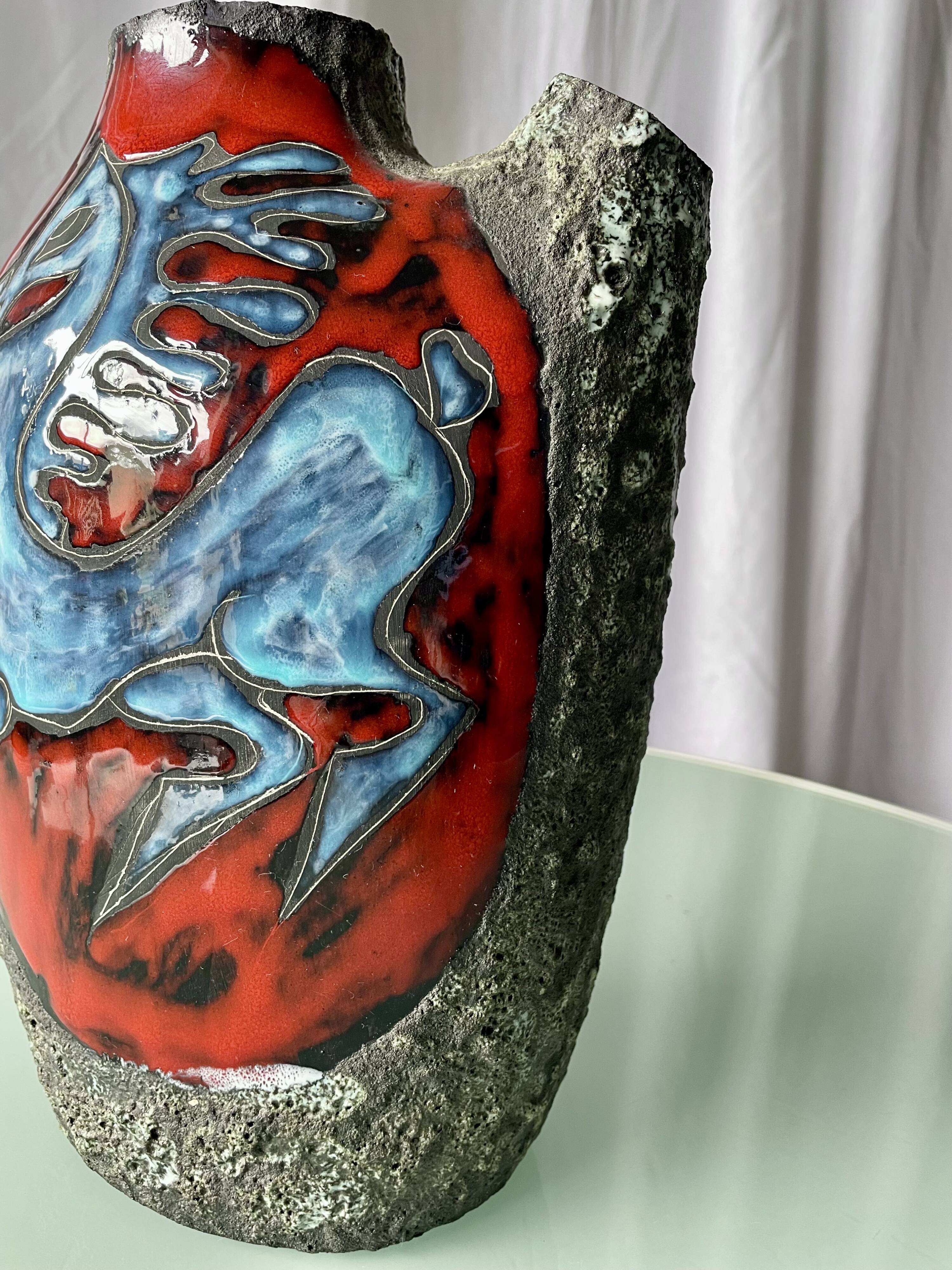 Mid Century Fat Lava 'Pugi' Vase