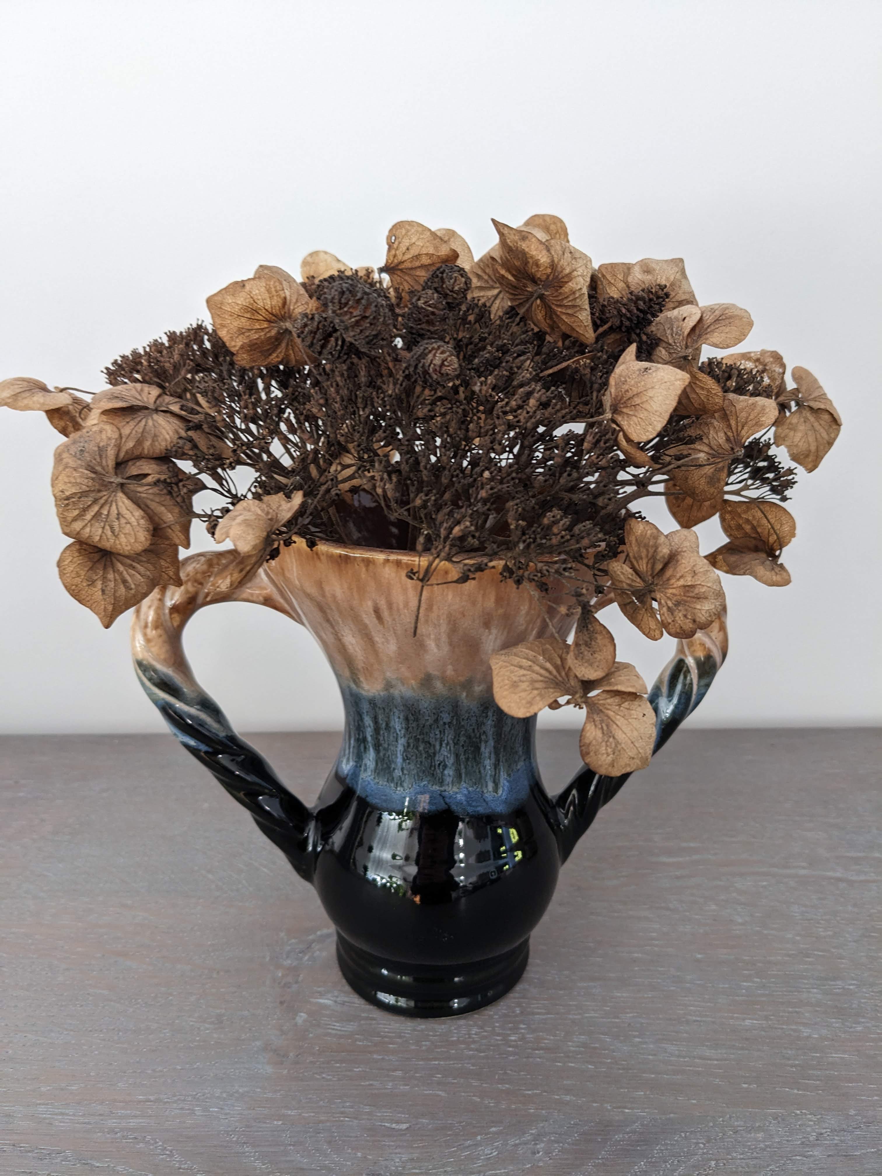 Large fire flamed stoneware vase