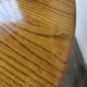 1950s round tripod oak coffee table