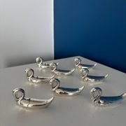 8 vintage silver-plated swan knife rests