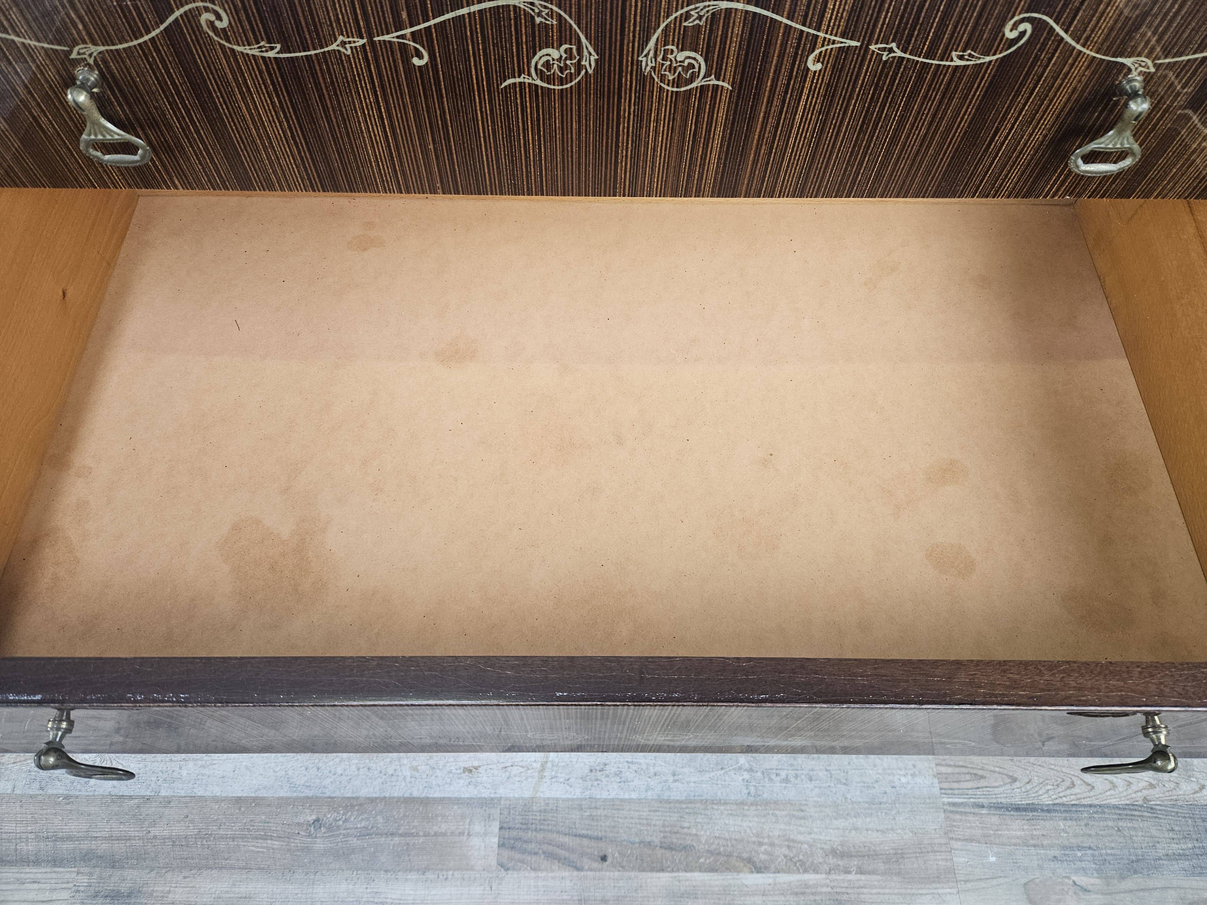 Mid Century Italian Dresser with Blue Glass Work and Four Drawers, 1960